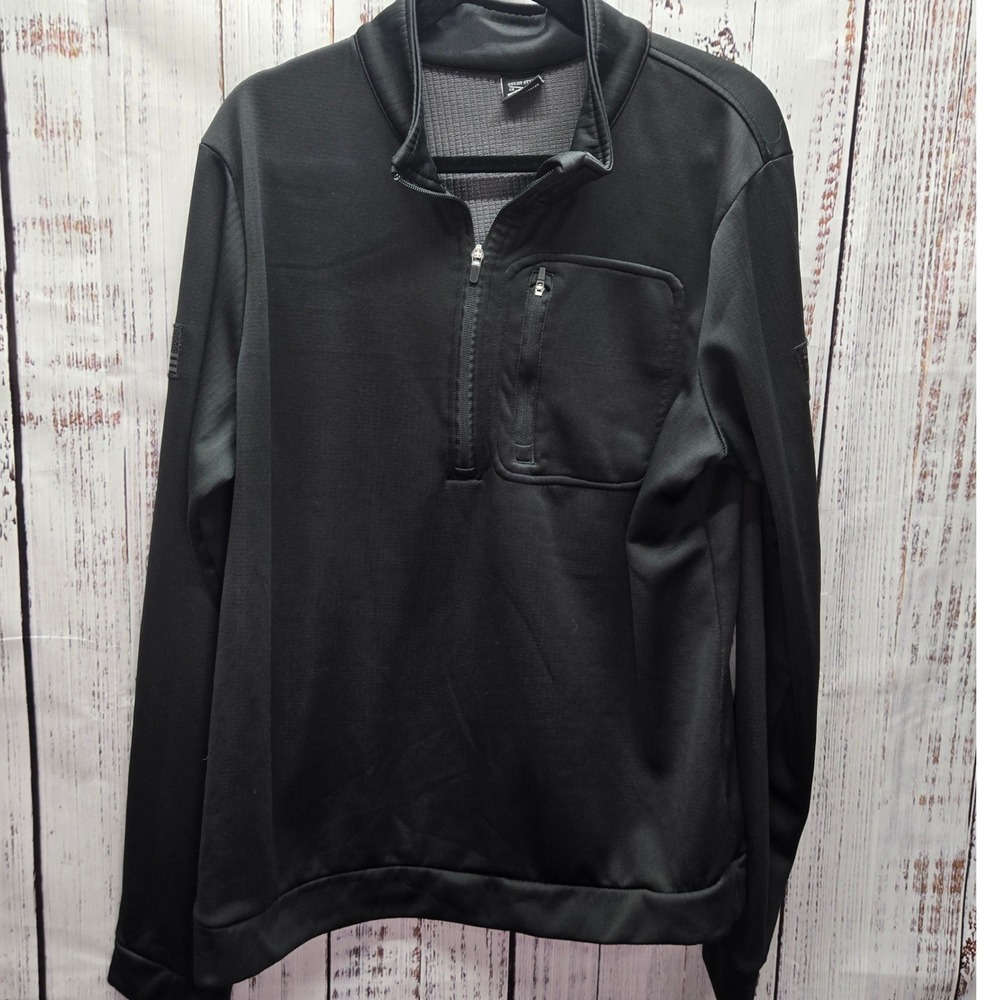 Grunt Style XL Black Pullover 1/4 Zip Tactical Jacket w/Patches and Thumb Holes